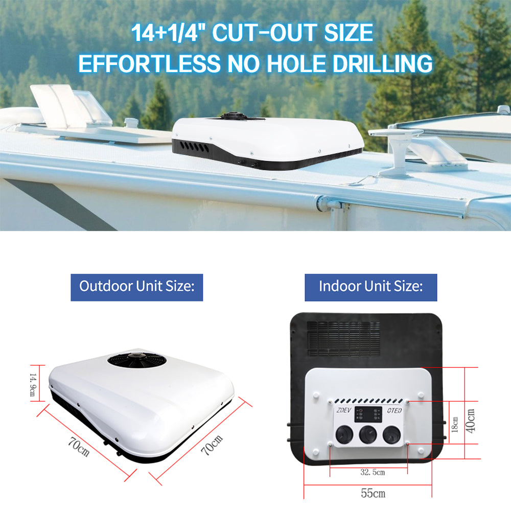 12V Air Conditioner Unit for RV, Camper, Semi Truck - 12000 BTU Parking Cooling Air Conditioner, Mini Split AC System for Vans, RVs, Tractors